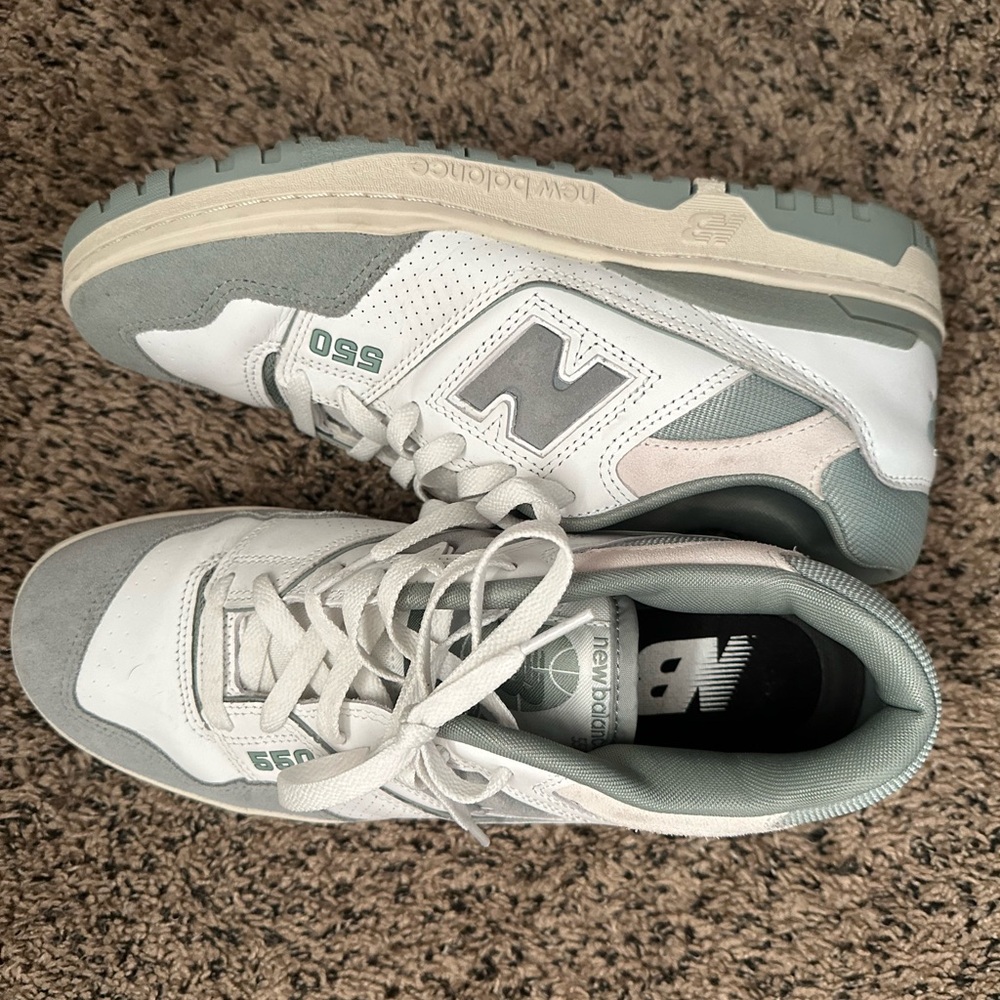 New Balance 550 White and Gray Athletic Shoes